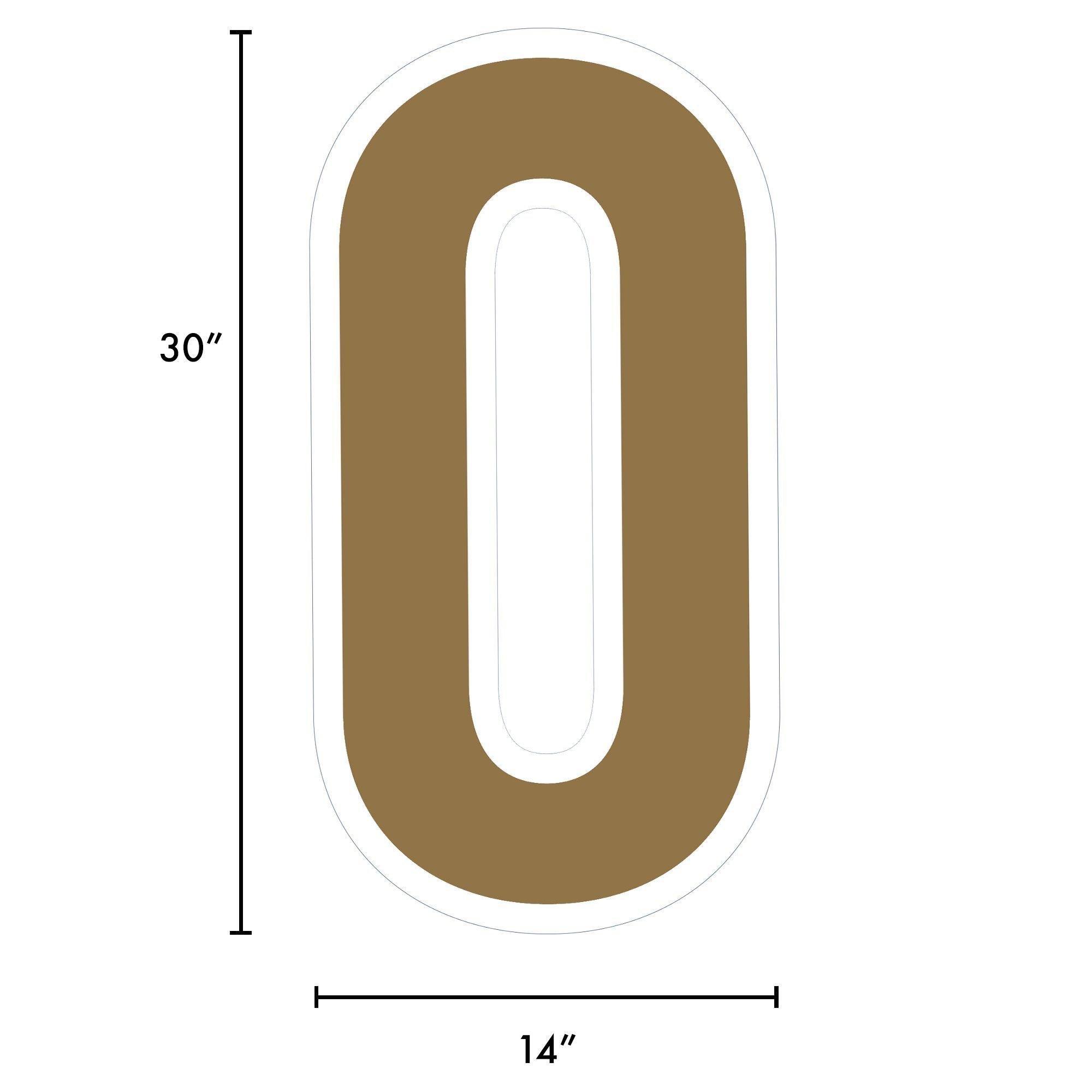 Gold Number (0) Corrugated Plastic Yard Sign, 30in